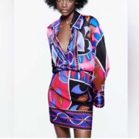 ZARA PRINTED SKIRT WITH DARTS SIZE XS SKIRT PLIERS PRINTED PUCCI Retro - Picture 1 of 9